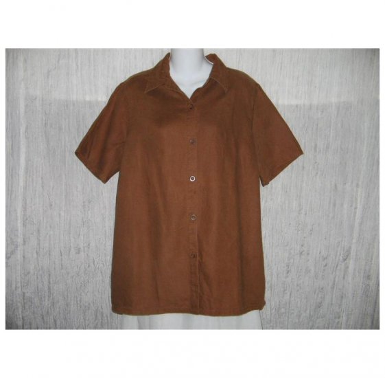 Bridgewater Brown Linen Button Shirt Tunic Top Large L