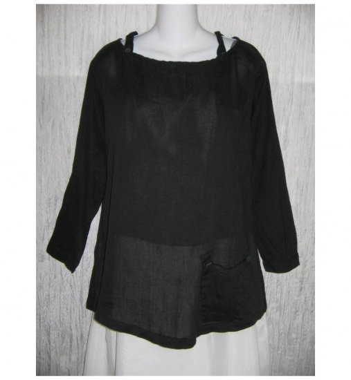Patina Long Black Lagenlook Pullover Shirt Tunic Top Small S