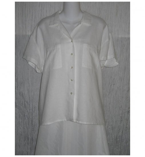 Tweeds White Linen Button Top X-Large XL
