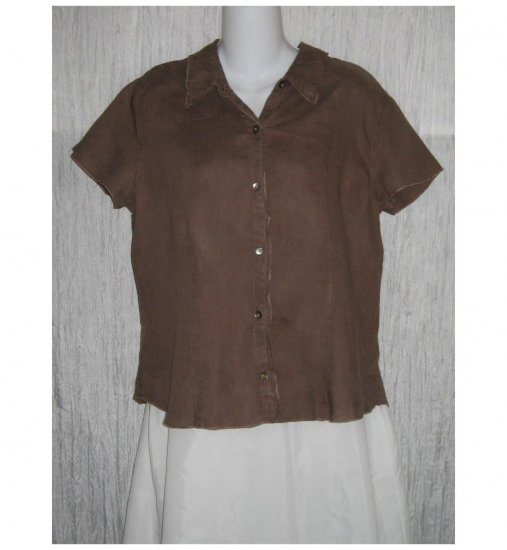 J. Jill Brown Linen Button Shirt Top Medium M