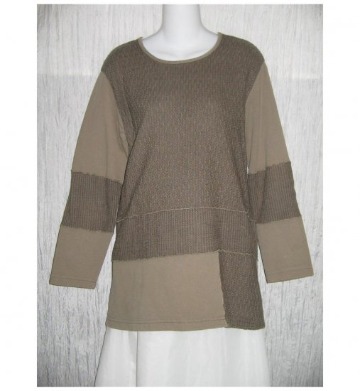 FOCUS Boutique Patchwork Cotton Knit Tunic Top Shirt Small S