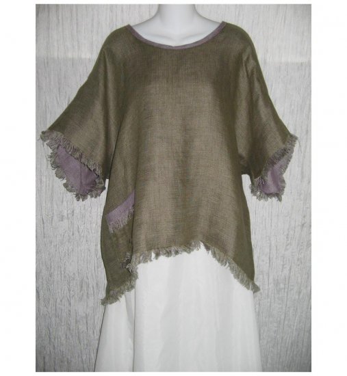 PAUL SISTI PS Boutique Linen Lagenlook Green Linen Pullover Shirt Tunic Top X-Large XL