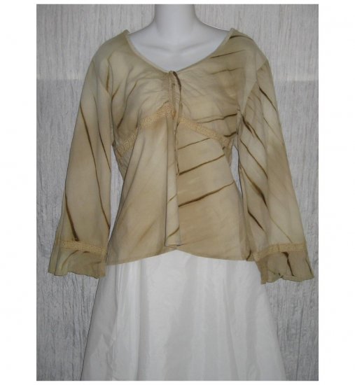 Millenium Shapely Beige Cotton Pullover Shirt Tunic Top 16