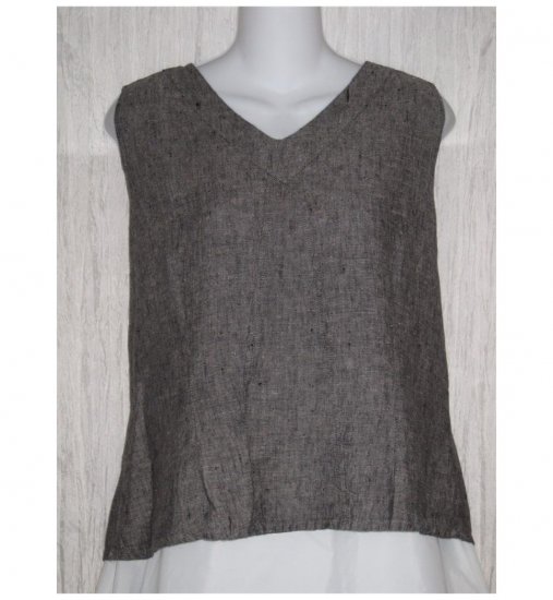 Jeanne Engelhart FLAX Gray Linen Tank Top Shirt Medium M