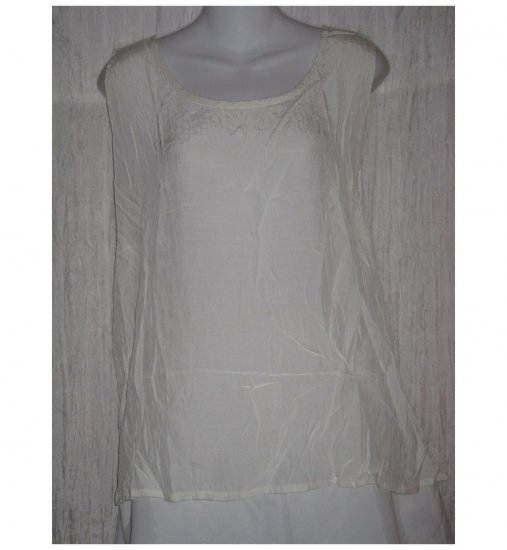 Jeanne Engelhart FLAX Cream Rayon Tank Top Shirt Large L