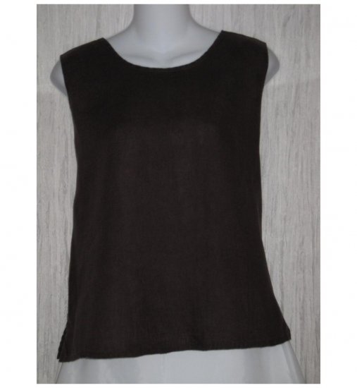 Jeanne Engelhart FLAX Brown Linen Tank Top Shirt Medium M