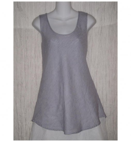 FLAX Blue Linen Bias Tank Top Tunic Shirt Jeanne Engelhart Medium M