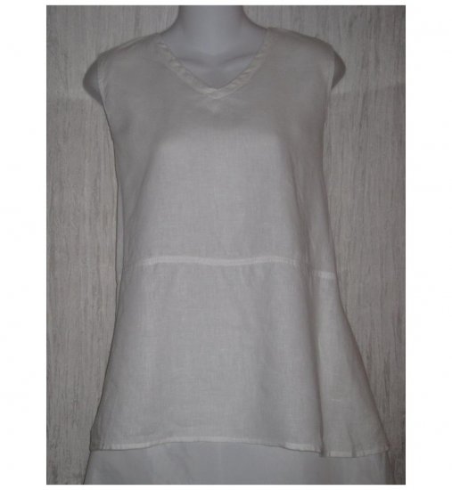 FLAX White Linen Tank Top Tunic Shirt Jeanne Engelhart Large L