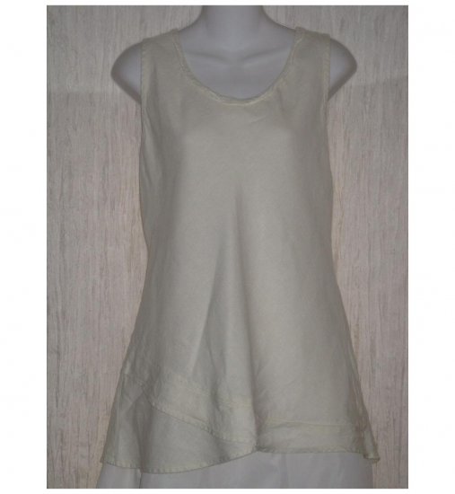 FLAX Cream Linen Bias Tank Top Tunic Shirt Jeanne Engelhart Medium M
