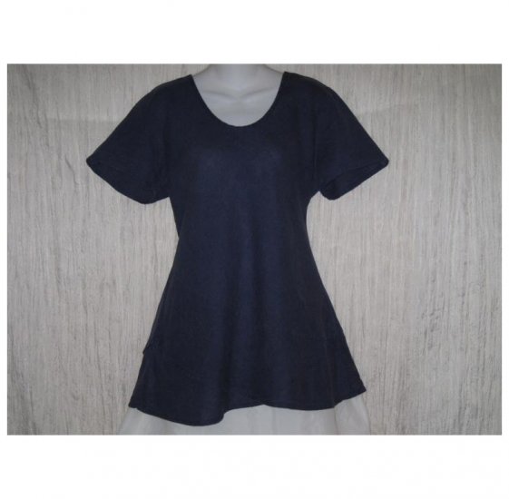 FLAX Blue Linen Bias Top Tunic Shirt Jeanne Engelhart Medium M
