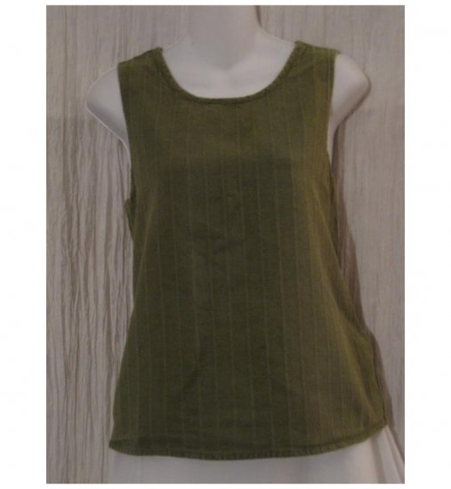Jeanne Engelhart FLAX Green Linen Tank Top Shirt Medium M