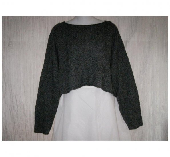 Flax by Angelheart Cropped Gray Merino Wool Lagenlook Sweater M L