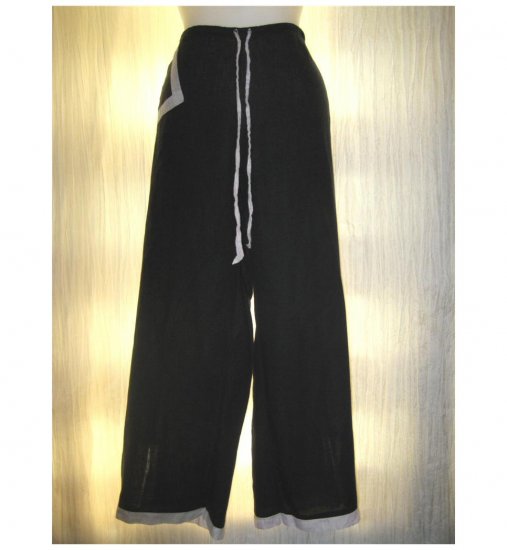 SOLITAIRE Black LINEN Wide Leg Floods Pants X-Large XL
