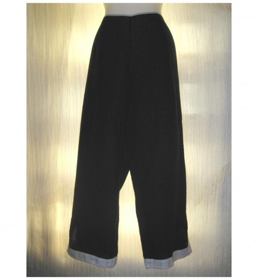 SOLITAIRE Black LINEN Wide Leg Floods Pants X-Large XL