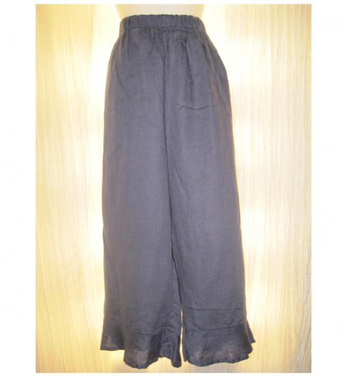 Jeanne Engelhart FLAX Blue Linen Bedskirt Bloomers Flood Pants Large L