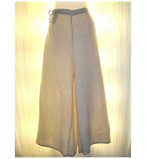 FLAX Yellow Linen Wide Leg Tied Gauchos Pants Jeanne Engelhart Medium M