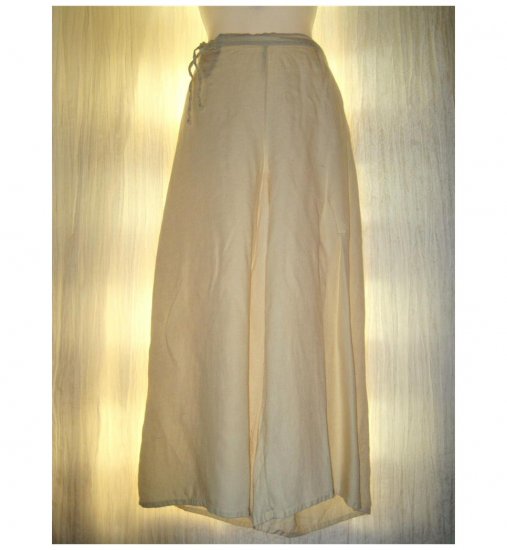 FLAX Natural Linen Wide Leg Tied Gauchos Pants Jeanne Engelhart Large L