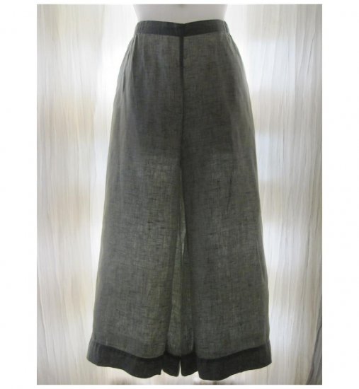Jeanne Engelhart FLAX Green LINEN Floods Pants Medium M