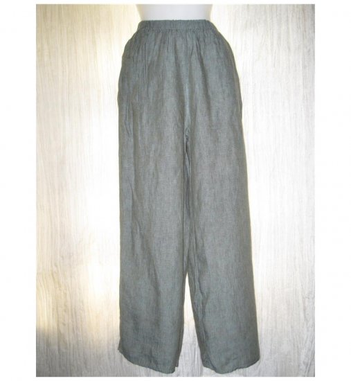 Jeanne Engelhart FLAX Blue Green LINEN Floods Pants Medium M