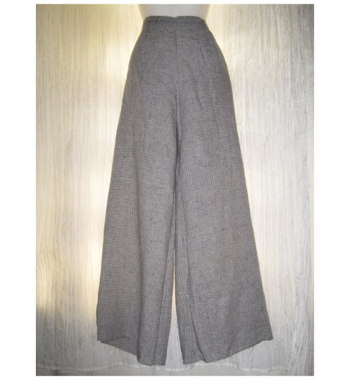 Jeanne Engelhart FLAX Black Check LINEN Floods Pants Medium M