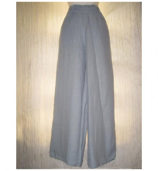 Jeanne Engelhart FLAX Blue Textured LINEN Floods Pants Medium M