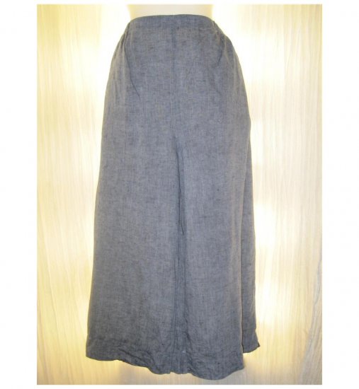 Jeanne Engelhart FLAX Blue Linen Floods Pants Large L