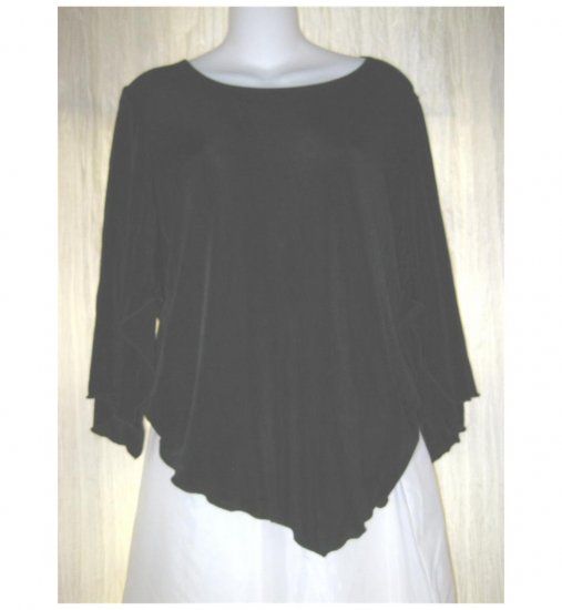 Citiknits Slinky Black Traveler Knit Tunic Top Shirt Medium M