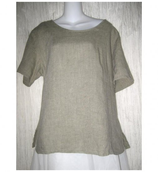 FLAX Jeanne Engelhart Shapely Linen Pullover Shirt Tunic Top Medium M