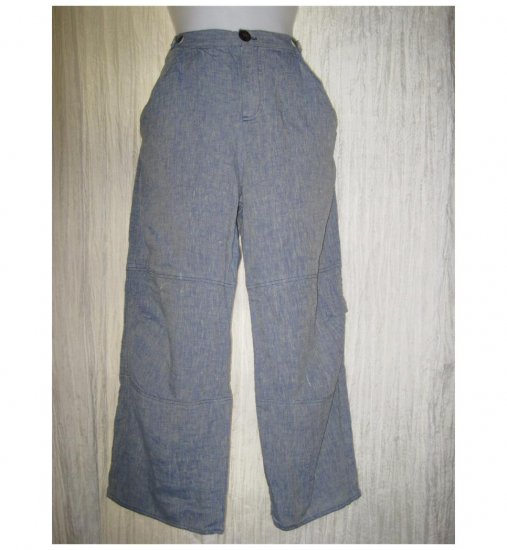 Solitaire Blue Linen Trousers Pants X-Small XS