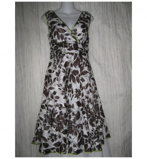Robbie Bee Shapely Brown Cotton Leaf Dress 8P 8 Petite