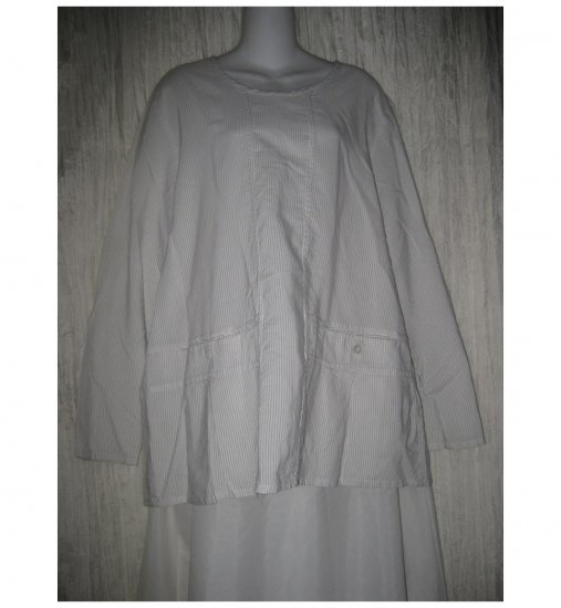 Jeanne Engelhart FLAX White Cotton Rayon Tunic Top Shirt Small S