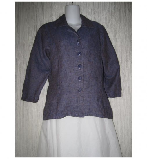 Jeanne Engelhart FLAX Purple Linen Button Shirt Tunic Top Petite P