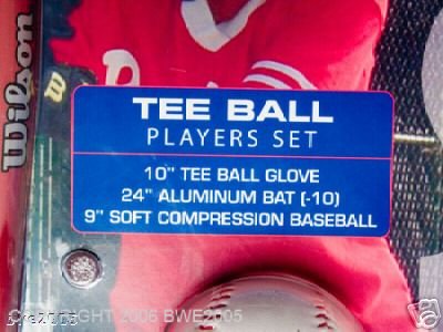 Wilson Brand Tee Ball Set 10 inch glove 24 in bat 9 in Baseball NIB