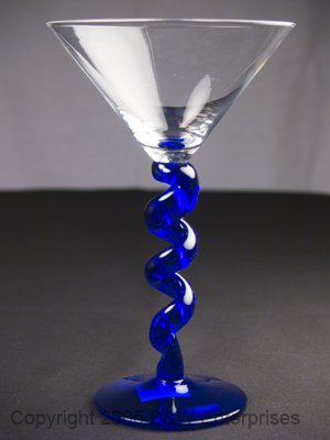 Margarita Martini Barware Glassware 1 Glass Cobalt Blue Spiral Stem NEW