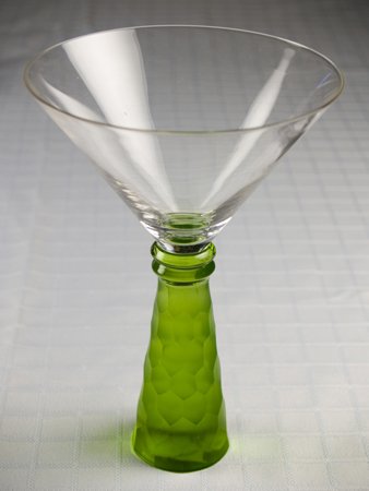 Hammered Glass style Barware Glassware designer Martini Margarita Emerald Glass NEW