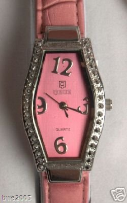 Watch Ladies Pink Leather Quartz Gift Set Change Purse Key Ring NIB
