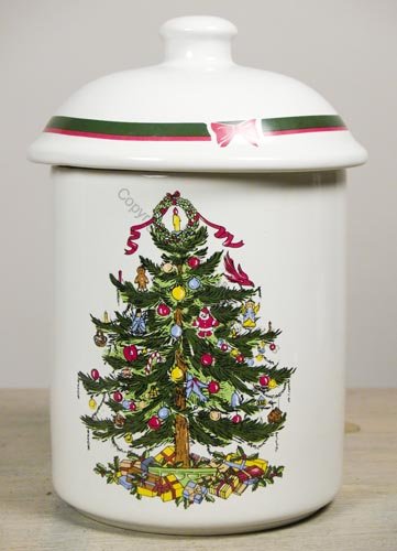 Christmas Ribbon Tree Holiday Cookie Jar Christmas Season
