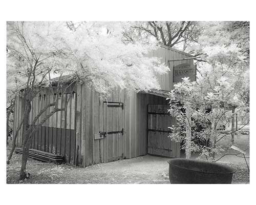 "Blacksmith Shop #13" Infrared Austin Texas Trees Garden Fine Art Photo Barn