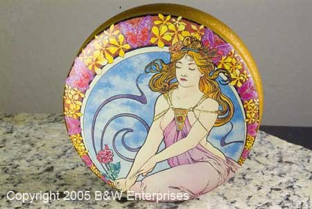 Breast Victorian Grecian Storage Tin w Young Lady Nude