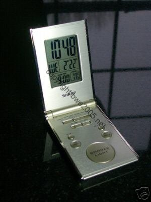 Clock Metal Travel clock by Sharp NEW folding case