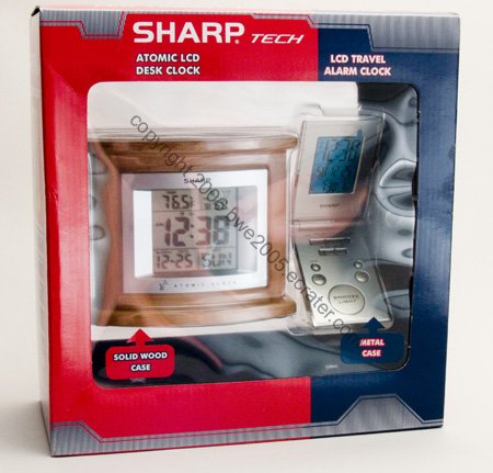 Sharp Atomic Desk Clock Natural Wood & Folding case Metal Clock Travel Alarm by Sharp NEW