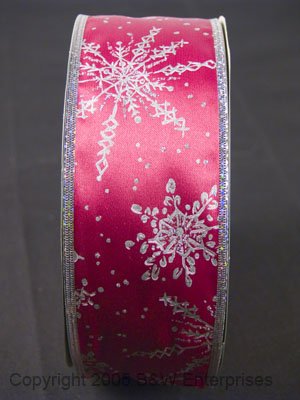 Ribbon Wire Edged 2.5 inch Designer Bows Wreaths Red Snowflake Santa Gifts NEW