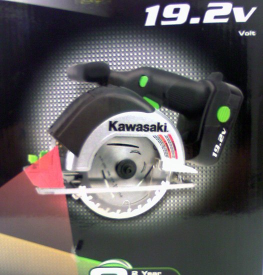 Kawasaki Cordless 19.2v Circular Saw Laser Guide 2 -1 hour batteries 4 blades charger Kit NEW