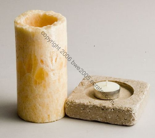 Candle Holder Onyx Natural Stone Construction Tea Light Tea-light Candles New In Box