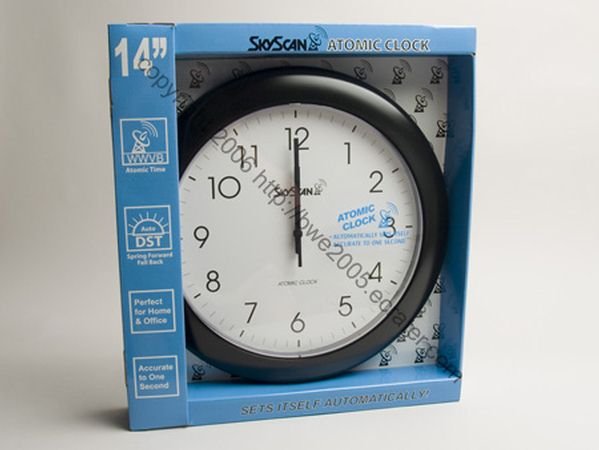Atomic Wall Analog Clock by SkyScan 14 inch Modern Styling Black NIB