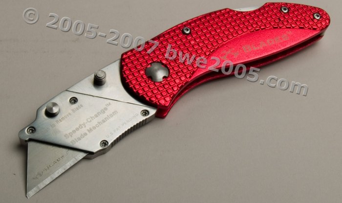 Folding Lock-Back Utility Knife X-Blade Anodized Red Aluminum Handle Metal Belt Clip NIB