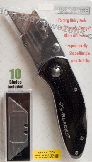 Folding Lock-Back Utility Knife X-Blade Anodized Black Aluminum Handle Metal Belt Clip NIB