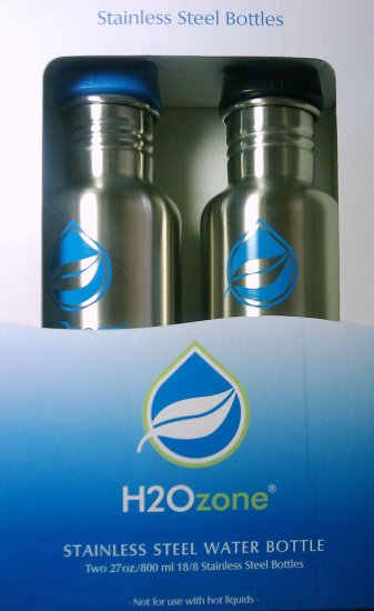 Two (2) H2O Zone 27 oz 800 ml Stainless Steel Water Bottles, 2 Pack (BPA Free) Reusable Hydration