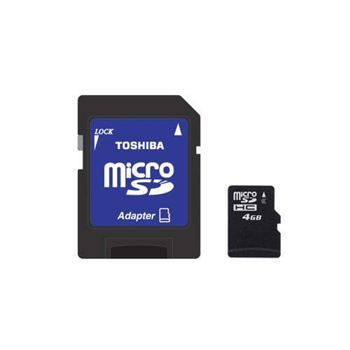 Toshiba 4GB Micro SDHC w/SD Adapter Camera MP3 Computor Video Music Backup NIB