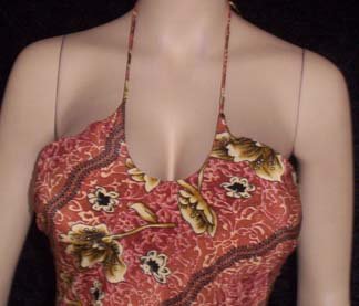 NEW HAWAIIAN PRINT FLORAL HALTER DRESS Small peach tone